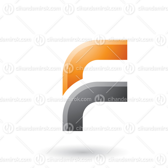 Orange and Black Letter F with Round Corners Vector Illustration