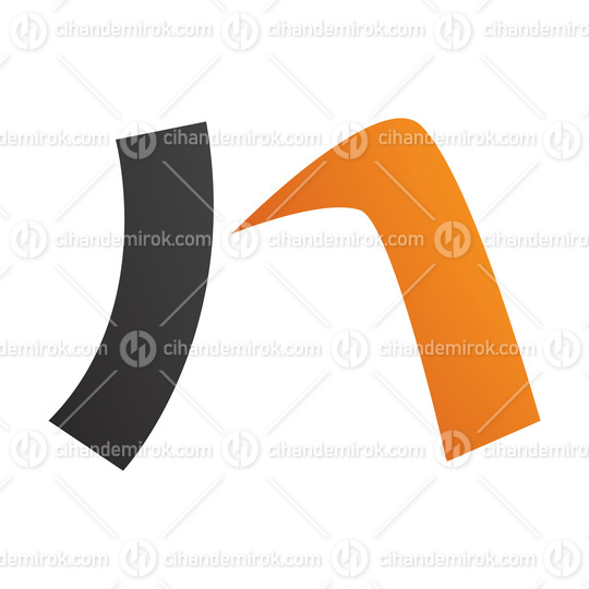 Orange and Black Letter N Icon with a Curved Rectangle