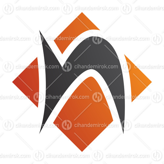 Orange and Black Letter N Icon with a Square Diamond Shape