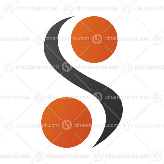 Orange and Black Letter S Icon with Spheres