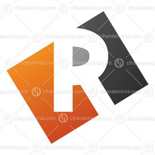 Orange and Black Rectangle Shaped Letter R Icon