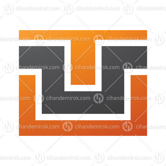 Orange and Black Rectangle Shaped Letter U Icon