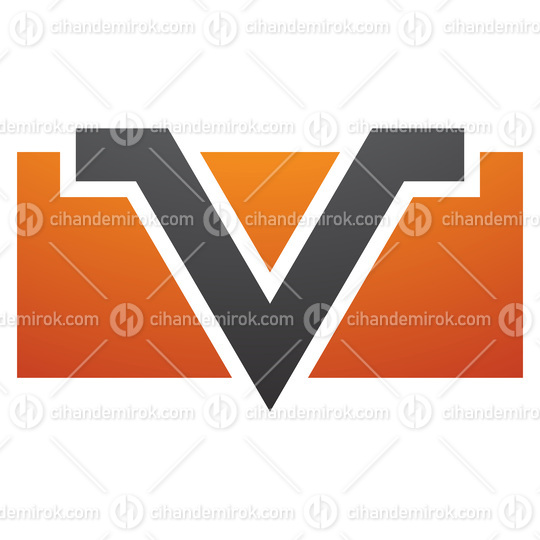 Orange and Black Rectangle Shaped Letter V Icon