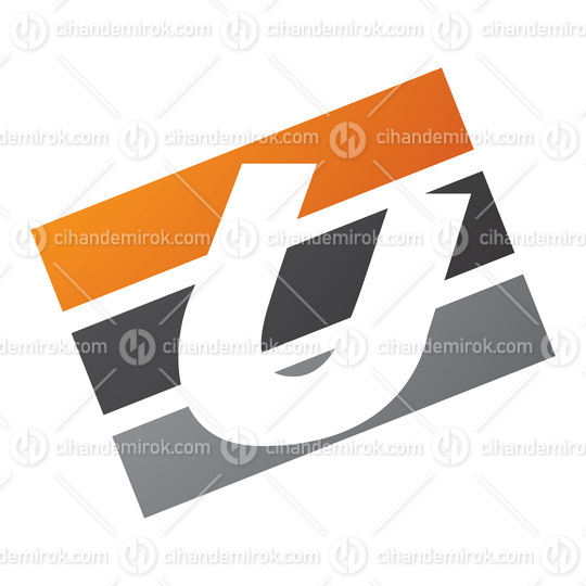 Orange and Black Rectangular Shaped Letter U Icon