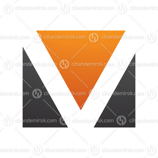 Orange and Black Rectangular Shaped Letter V Icon