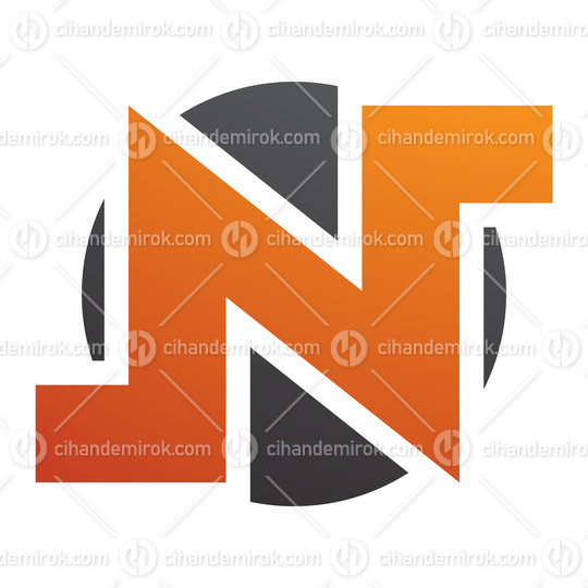 Orange and Black Round Bold Letter N Icon