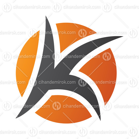 Orange and Black Round Pointy Letter K Icon