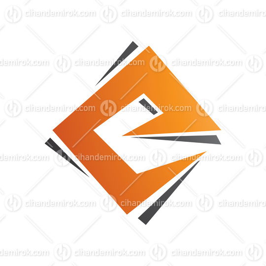 Orange and Black Square Diamond Letter E Icon