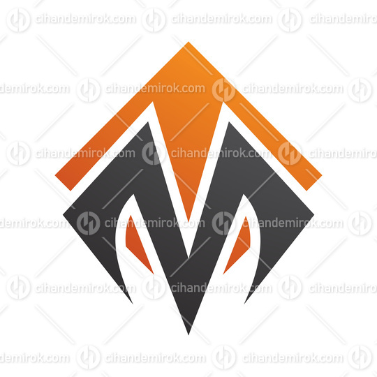 Orange and Black Square Diamond Shaped Letter M Icon