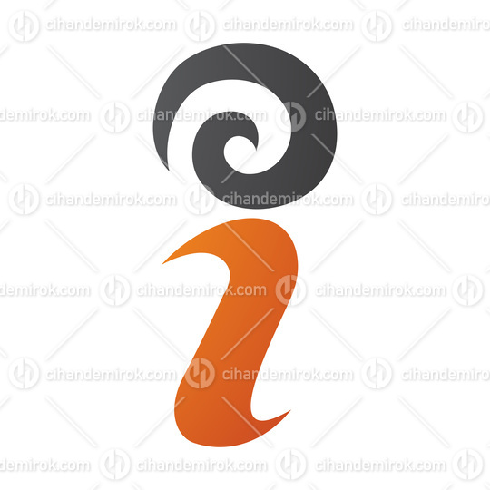 Orange and Black Swirly Letter I Icon