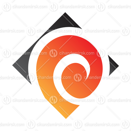 Orange and Black Swirly Square Logo Icon - Bundle No: 019