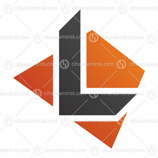 Orange and Black Trapezium Shaped Letter L Icon