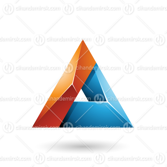 Orange and Blue 3d Glossy Triangle with a Hole Vector Illustration
