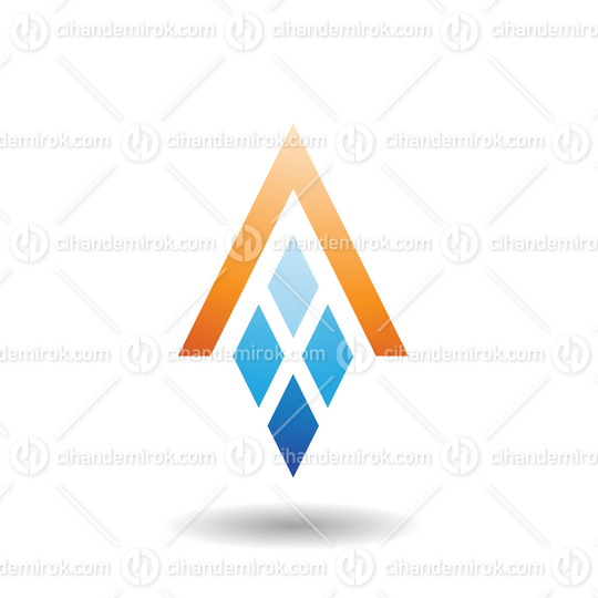Orange and Blue Abstract Icon for Letter A with Four Diamond Shapes