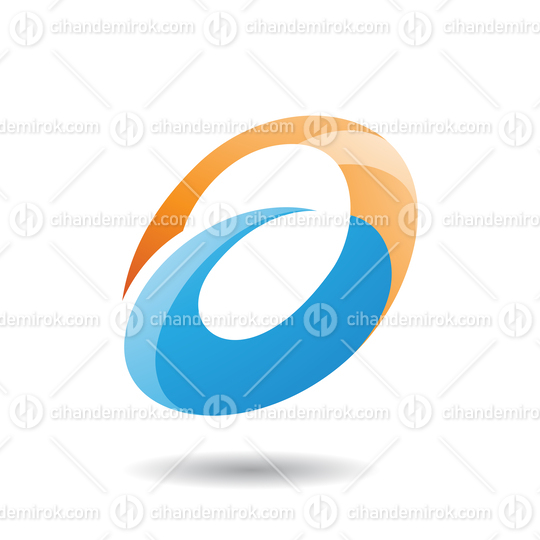 Orange and Blue Abstract Oval Round Spiky Icon for Lowercase Letter A