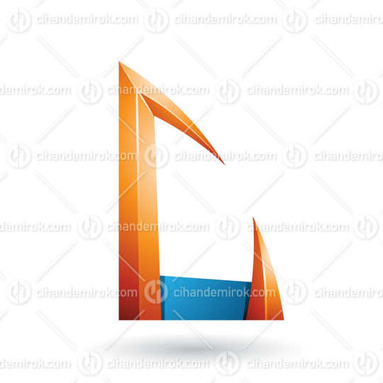 Orange and Blue Arrow Shaped Letter C Vector Illustration