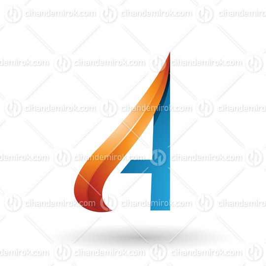 Orange and Blue Embossed Arrow-like Letter A Vector Illustration