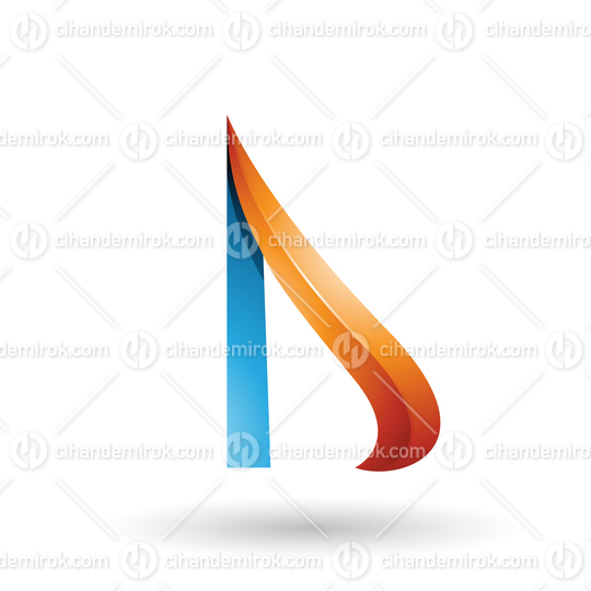 Orange and Blue Embossed Arrow-like Letter D Vector Illustration
