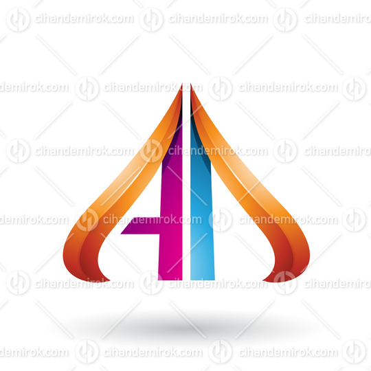 Orange and Blue Embossed Arrow-like Letters A and D
