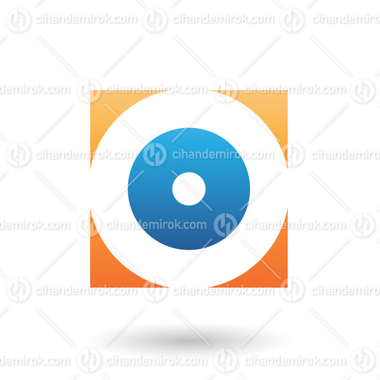 Orange and Blue Square Icon of a Thick Letter O Vector Illustration