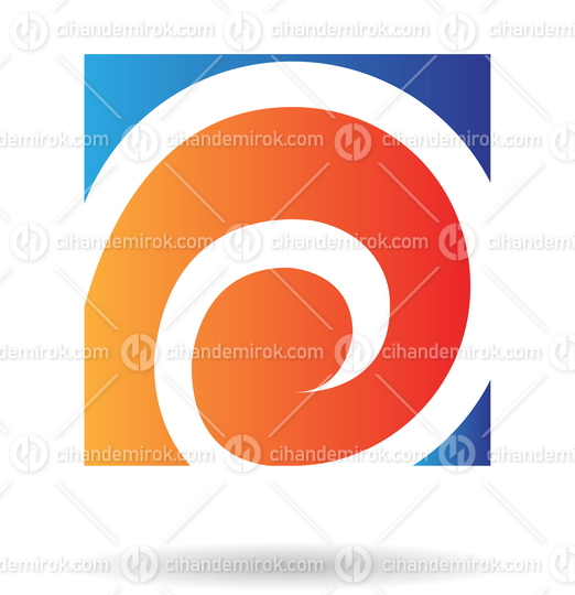 Orange and Blue Swirly Square Abstract Logo Icon