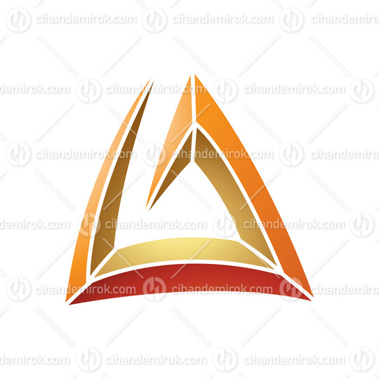Orange and Gold Triangular Spiral Letter A Icon