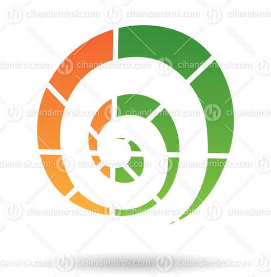 Orange and Green Abstract Spiral Galaxy Logo Icon