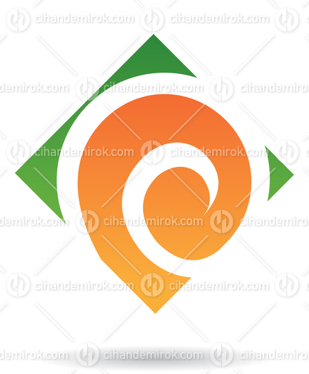 Orange and Green Swirly Square Logo Icon