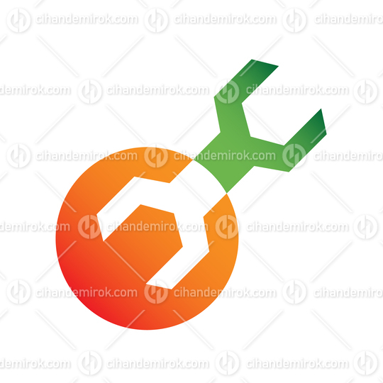 Orange and Green Wrench Icon