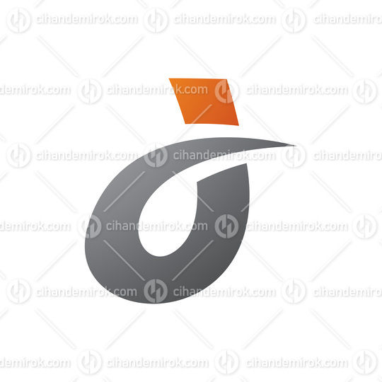 Orange and Grey Curved Spiky Letter D Icon