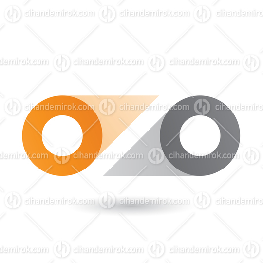 Orange and Grey Double Letter O Vector Illustration
