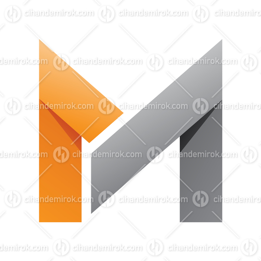 Orange and Grey Folded Letter M Logo Icon - Bundle No: 058