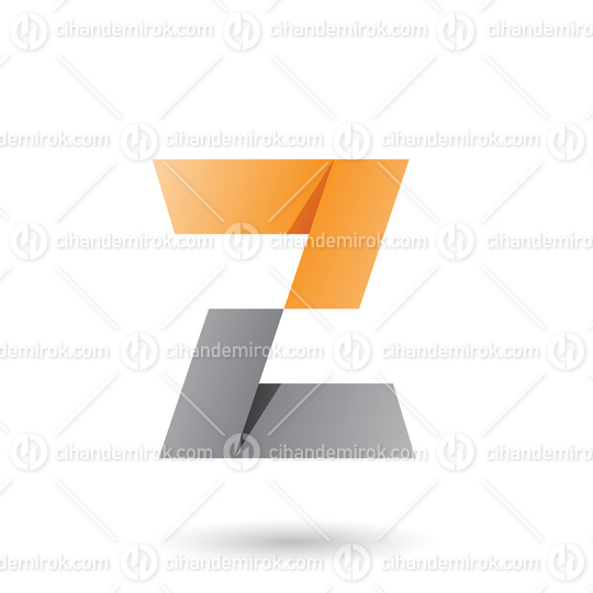 Orange and Grey Folded Paper Letter Z Vector Illustration