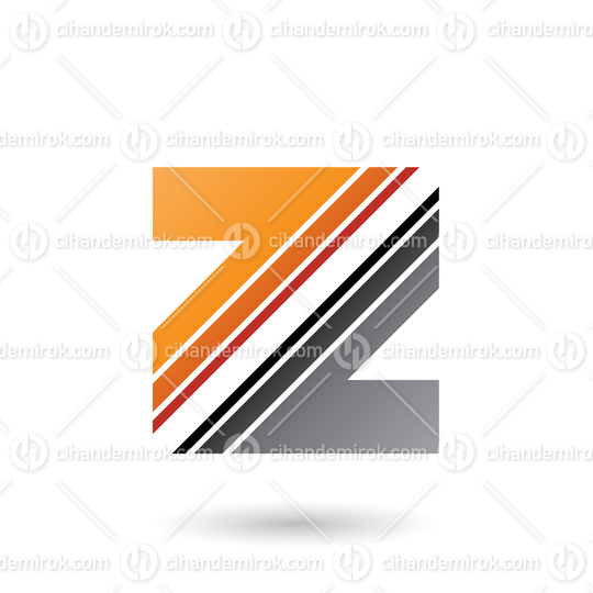 Orange and Grey Letter Z with Diagonal Stripes Vector Illustration