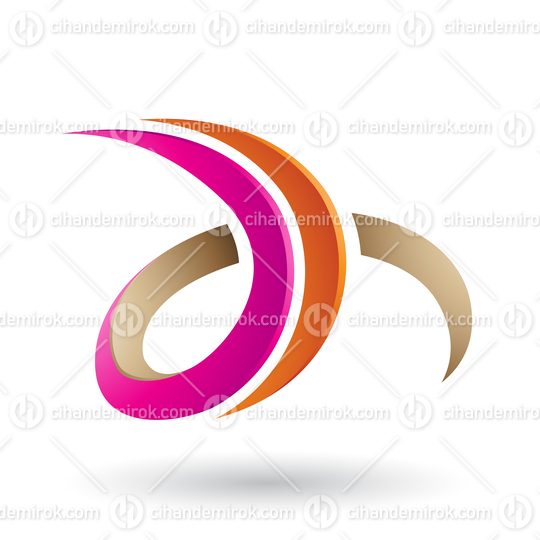 Orange and Magenta 3d Curly Letter D and H Vector Illustration