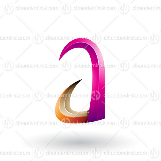 Orange and Magenta 3d Horn Like Letter A Vector Illustration
