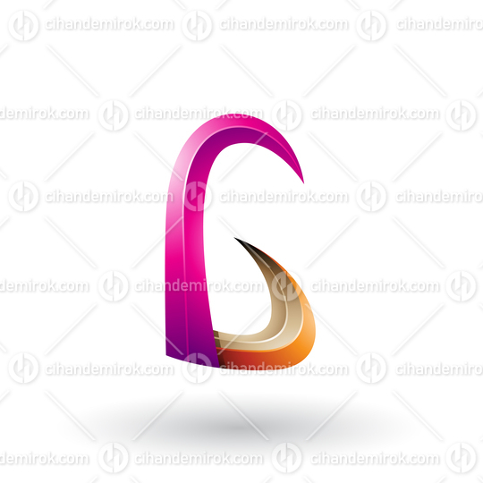 Orange and Magenta 3d Horn Like Letter G Vector Illustration