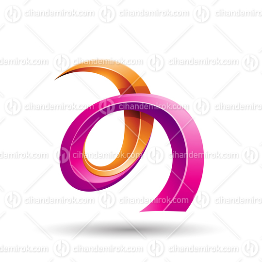 Orange and Magenta Curled Ivy Like Letter A Icon