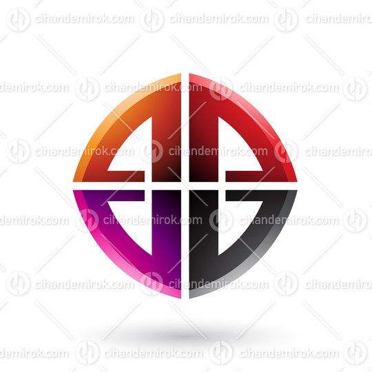Orange and Magenta Double Sided Shape of Letter B