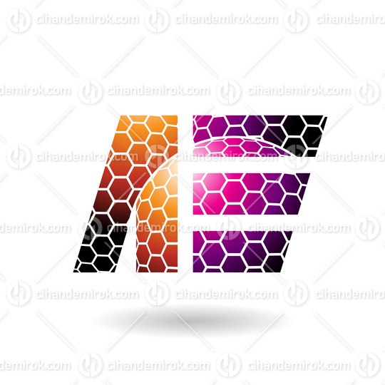 Orange and Magenta Dual Letters of A and E with Honeycomb Pattern