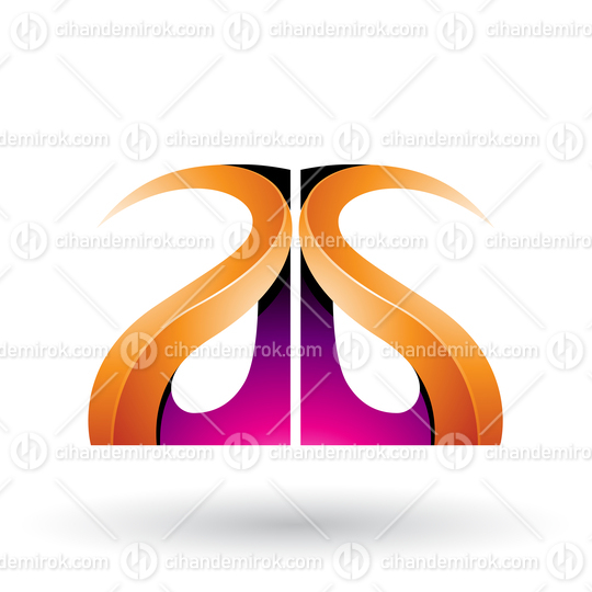 Orange and Magenta Glossy Curvy Embossed Letters A and G