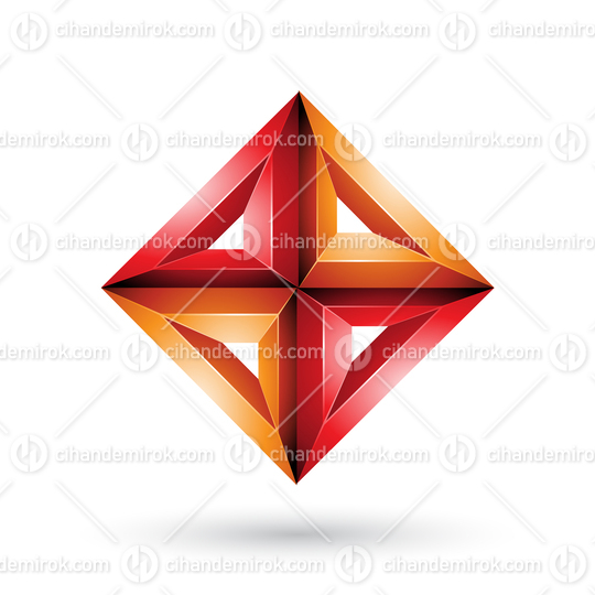 Orange and Red 3d Geometrical Embossed Diamond Shape
