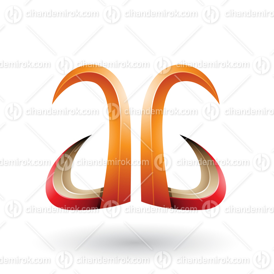 Orange and Red 3d Horn Like Letter A and G Vector Illustration