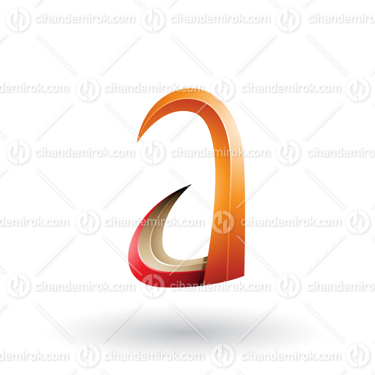 Orange and Red 3d Horn Like Letter A Vector Illustration