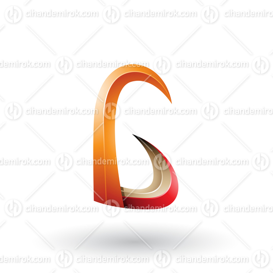 Orange and Red 3d Horn Like Letter G Vector Illustration