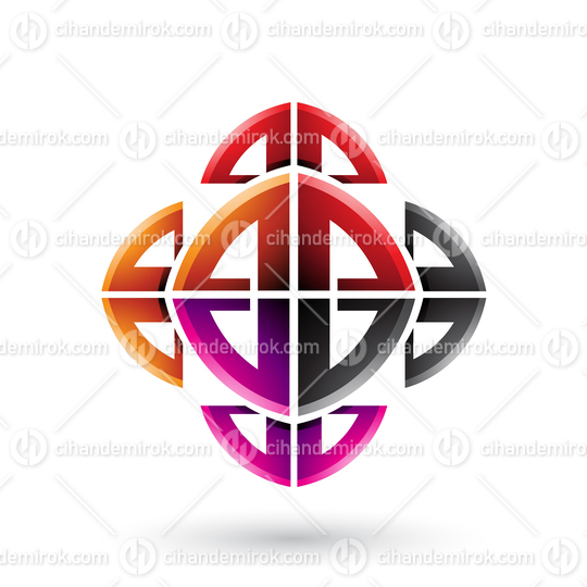 Orange and Red Abstract Ornamental Bow Shapes Vector Illustration