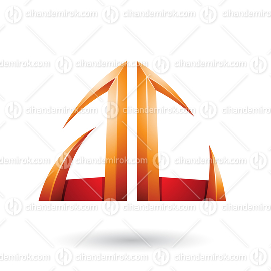 Orange and Red Arrow Shaped A and C Letters Vector Illustration