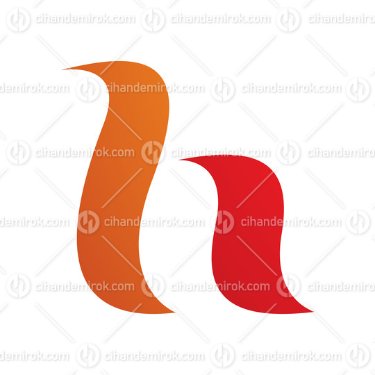 Orange and Red Calligraphic Letter H Icon