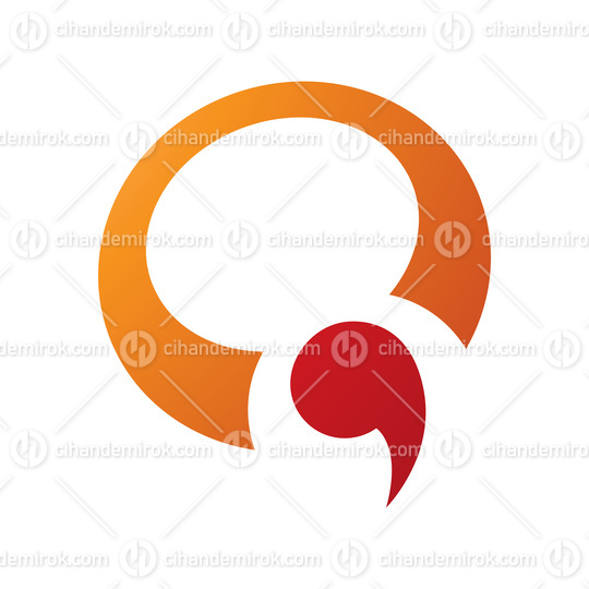 Orange and Red Comma Shaped Letter Q Icon
