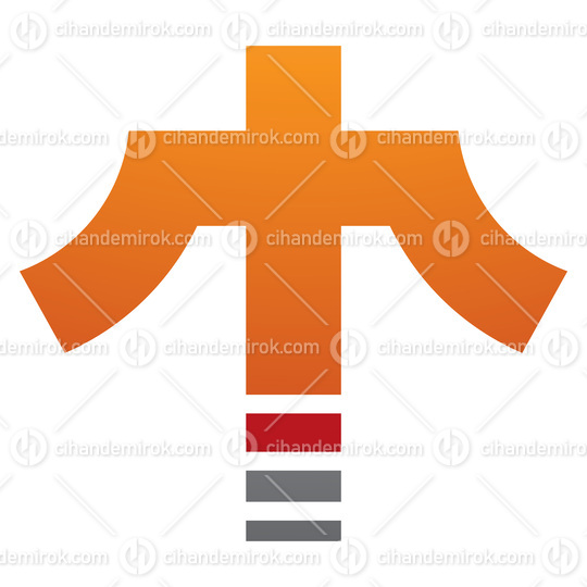 Orange and Red Cross Shaped Letter T Icon